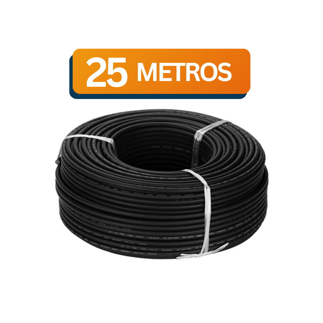 CABO SOLAR ROLO 25 METROS 4MM² PRETO