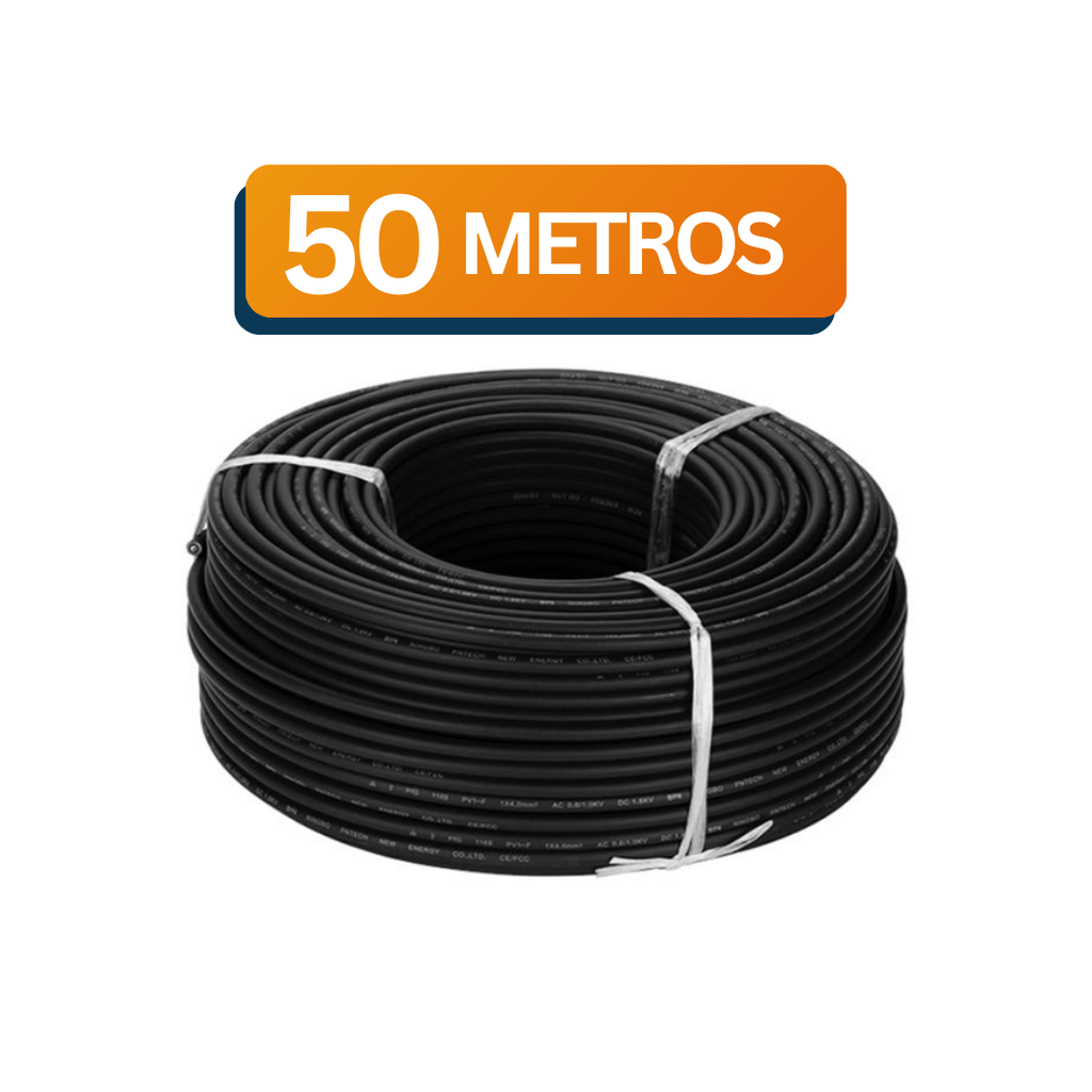 CABO SOLAR ROLO 50 METROS 4MM² PRETO