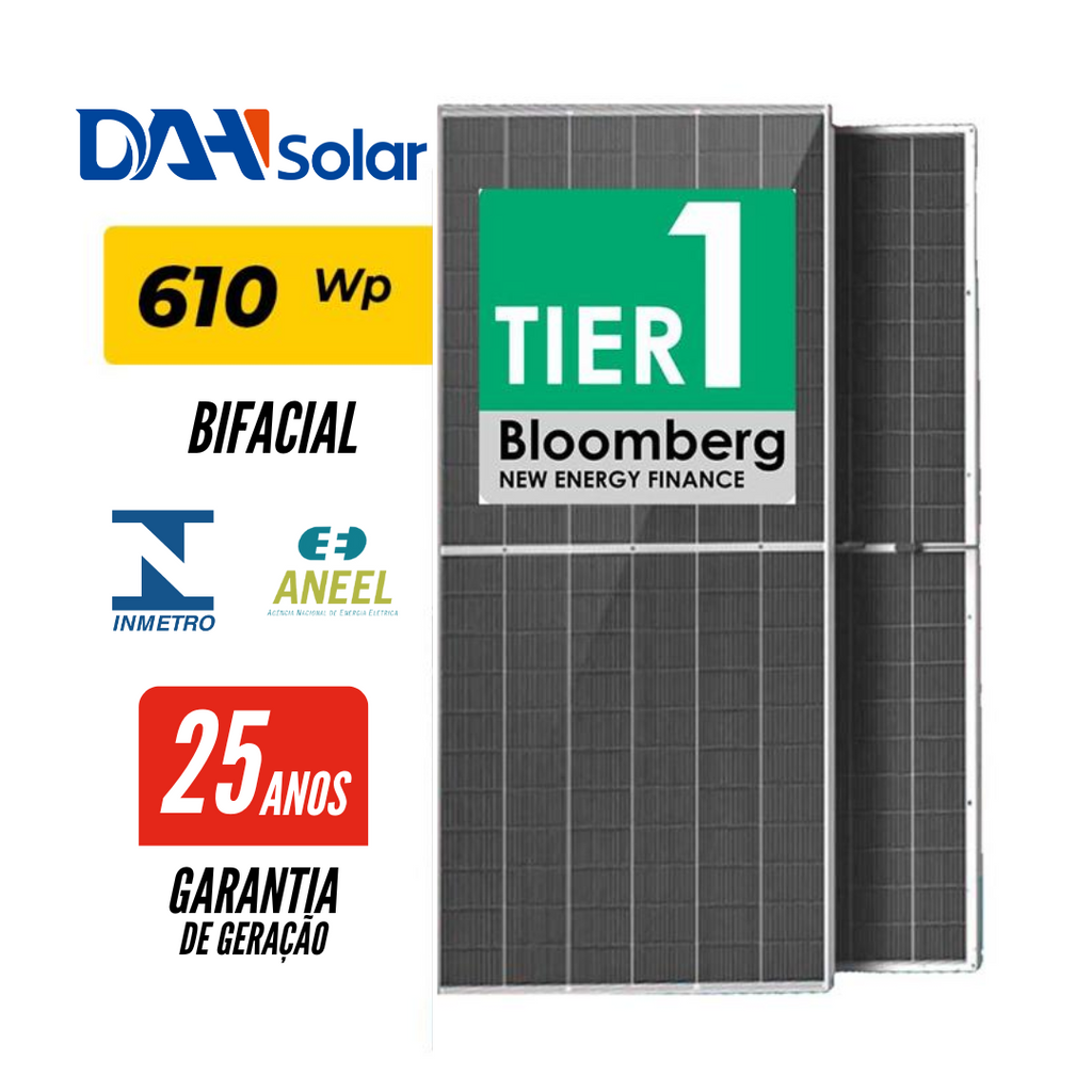 PAINEL SOLAR DAH 610W BIFACIAL