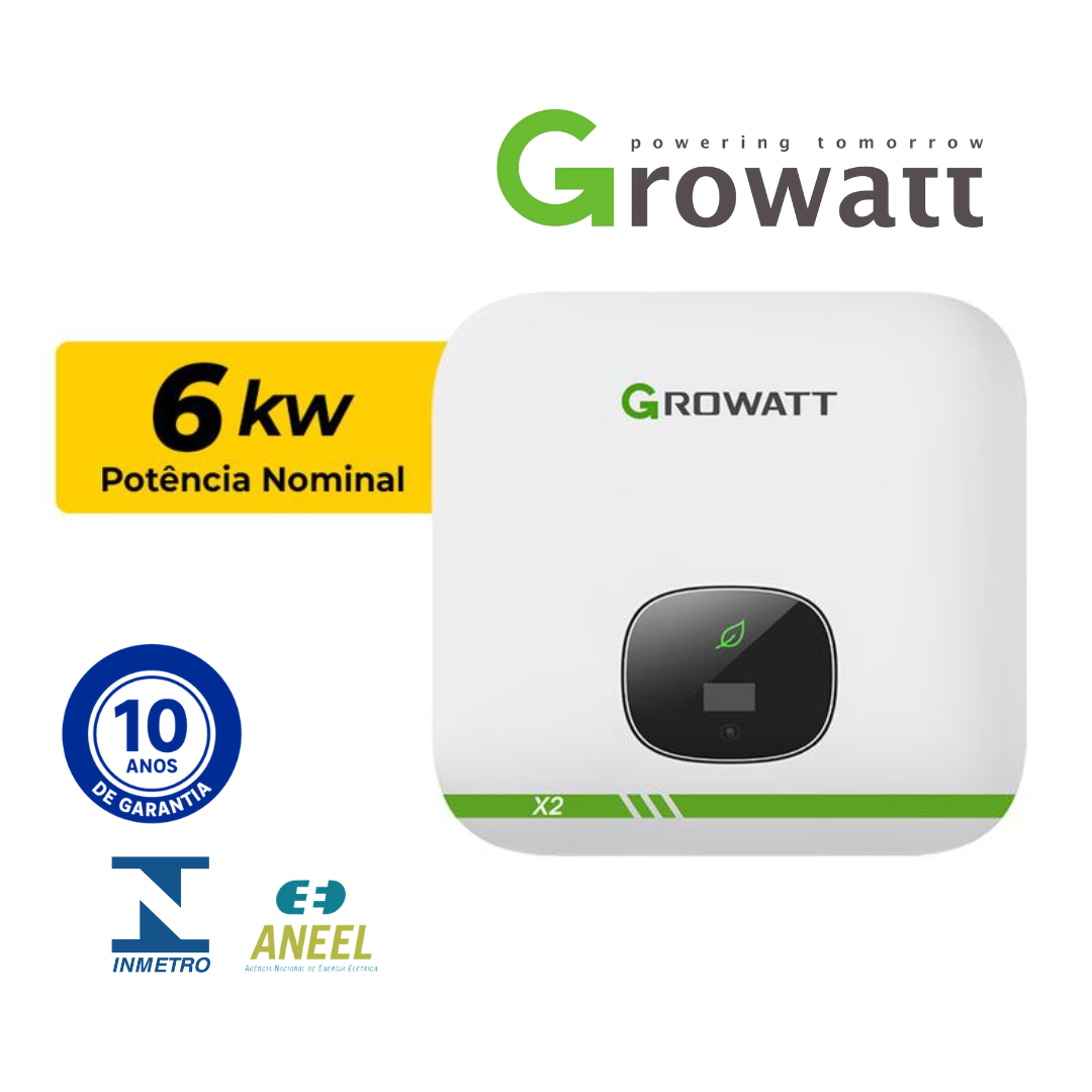 INVERSOR GROWATT 6KW | ONGRID 220V 2MPPT | MÍN. 6000TL-X2