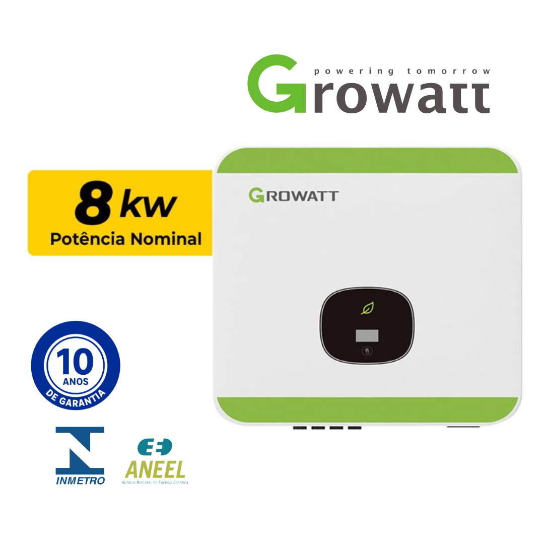 INVERSOR GROWATT 8KW | ONGRID 220V 2MPPT | MÍN. 8000TL-X