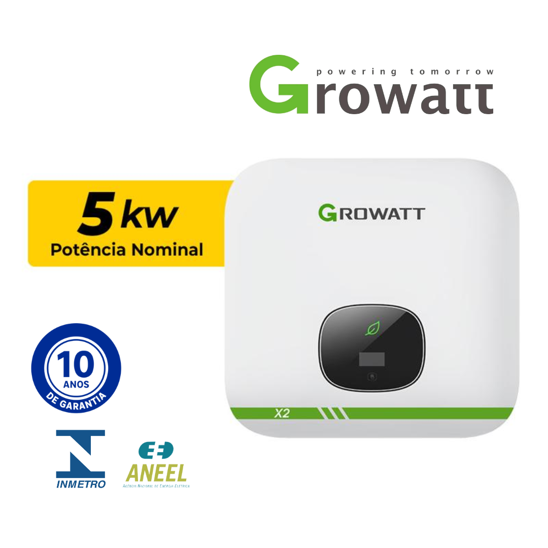 INVERSOR GROWATT 5KW | ONGRID 220V 2MPPT | MÍN. 5000TL-X2
